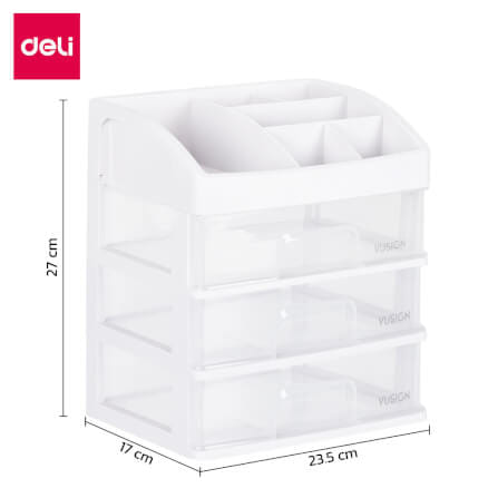 ชั้นวางเครื่องสำอางค์ DELI VS564-WH-01 3 ชั้น 23.5X17X27 ซม._7
