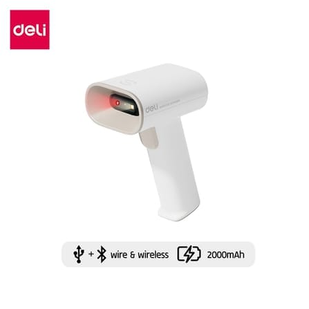 เครื่องสแกนบาร์โค้ด DELI ES228W-WH-01 ไร้สาย สีขาว_10