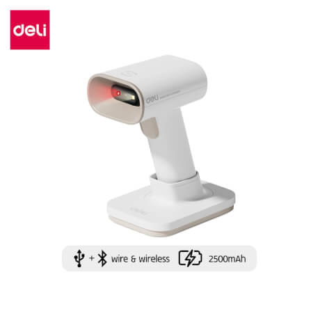 เครื่องสแกนบาร์โค้ด DELI ES228WB-WH-01 ไร้สายพร้อมฐาน สีขาว_10