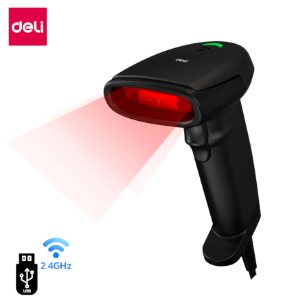 เครื่องสแกนบาร์โค้ด DELI ES206-01 USB แสงแดง สีดำ_9