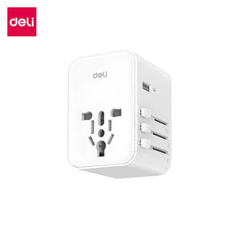 หัวแปลงปลั๊กไฟ DELI ET767-WH-01 สีดำ 2A3C-45W_8