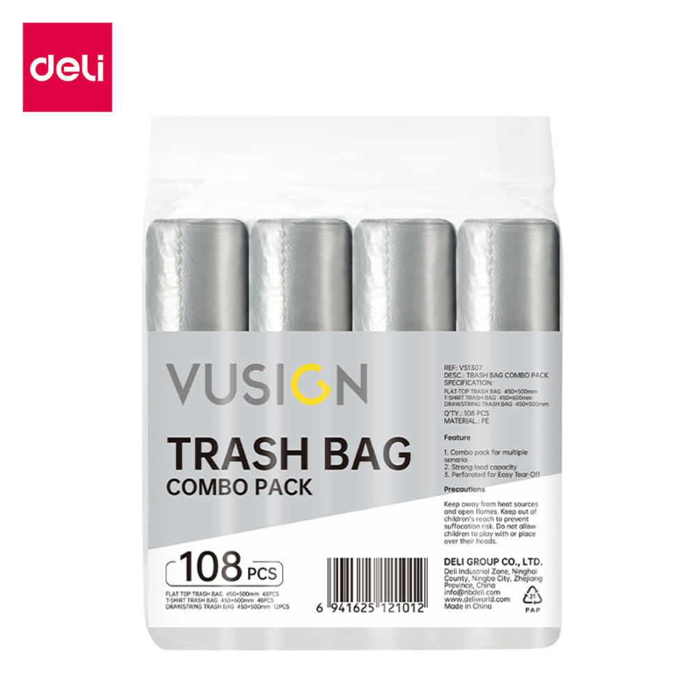 ถุงขยะหูผูก VUSIGN VS1307-GR-01 45X50 ซม. สีเทา 27 ใบ (แพ็ก 4 ชิ้น)_0