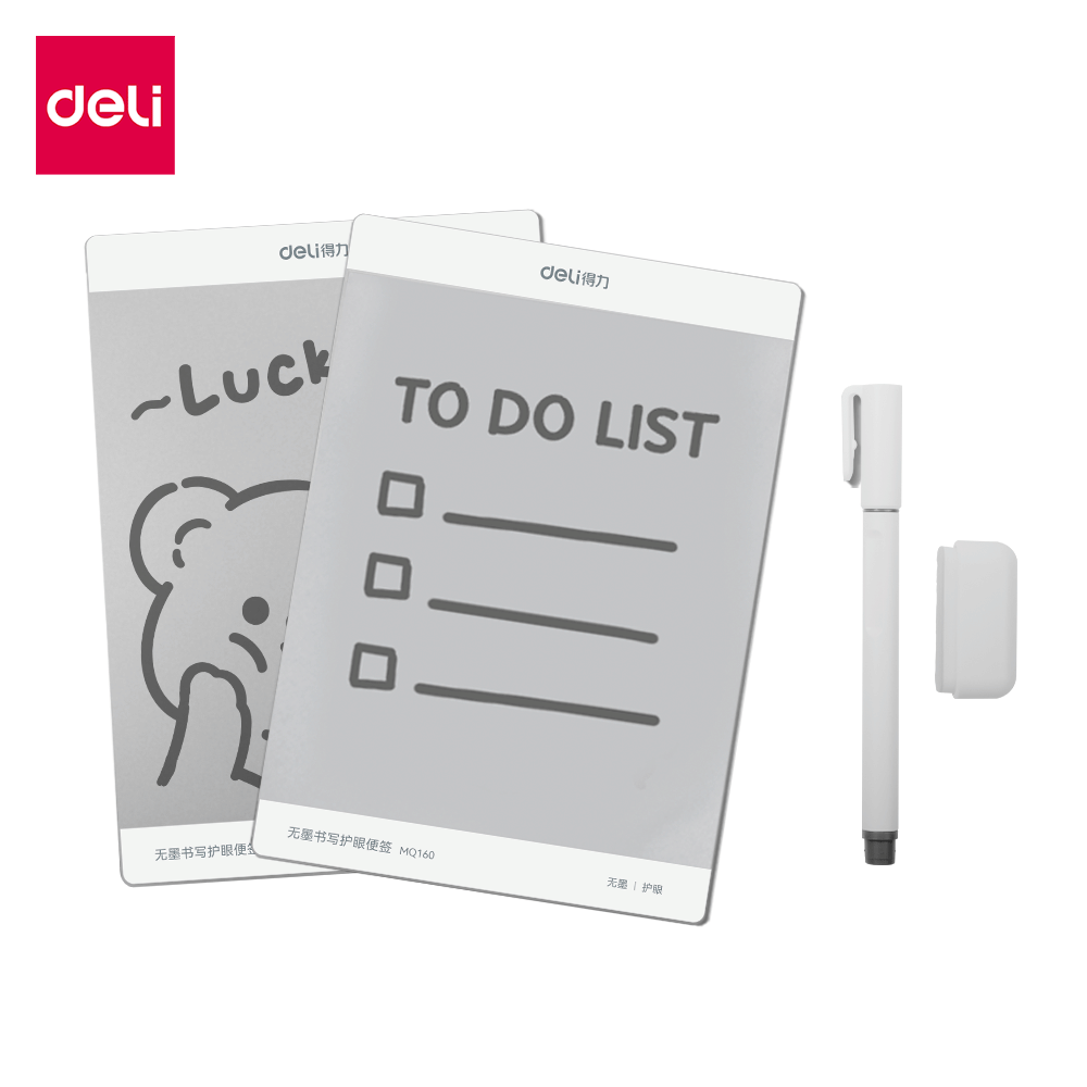 ชุดกระดานไวท์บอร์ดพกพาแบบแม่เหล็ก DELI รุ่น MQ160-WH-01 พร้อมปากกาและแปรงลบ ขนาด 12.3 X 17.5 ซม. 2 แผ่น สีขาว_0