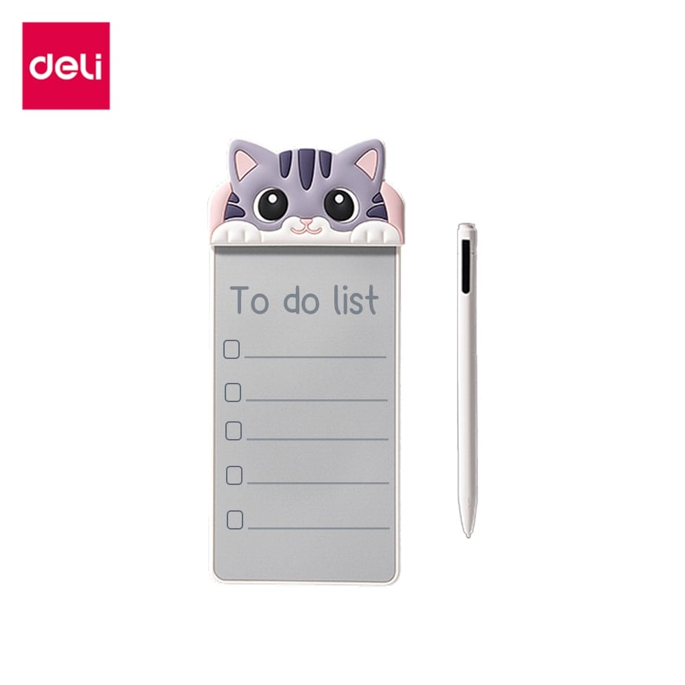 กระดานไวท์บอร์ดพกพาแบบแม่เหล็ก DELI MQ166-WH-01 พร้อมปากกา ขนาด 7X16 ซม. ลายแมว