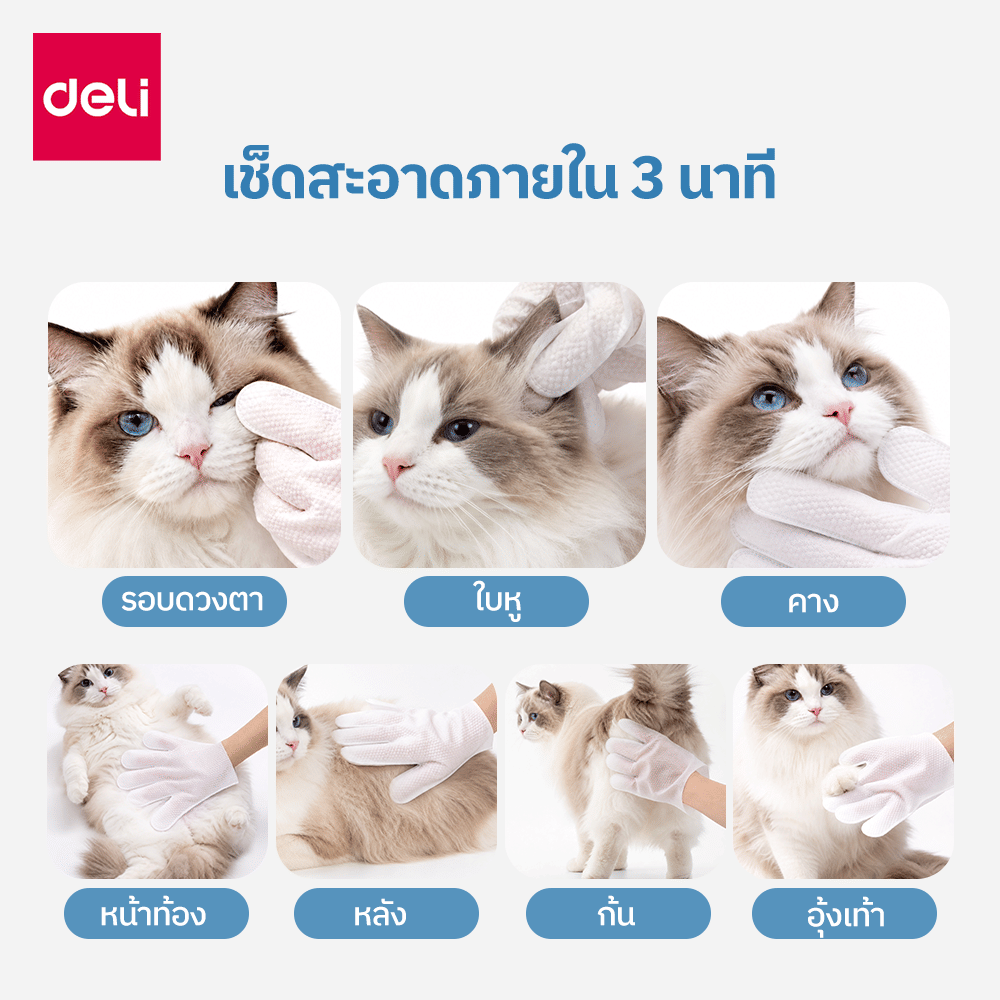 ถุงมือทำความสะอาดสำหรับสัตว์เลี้ยง BEMBAM BM104-MX-01 10ชิ้น สีขาว_1
