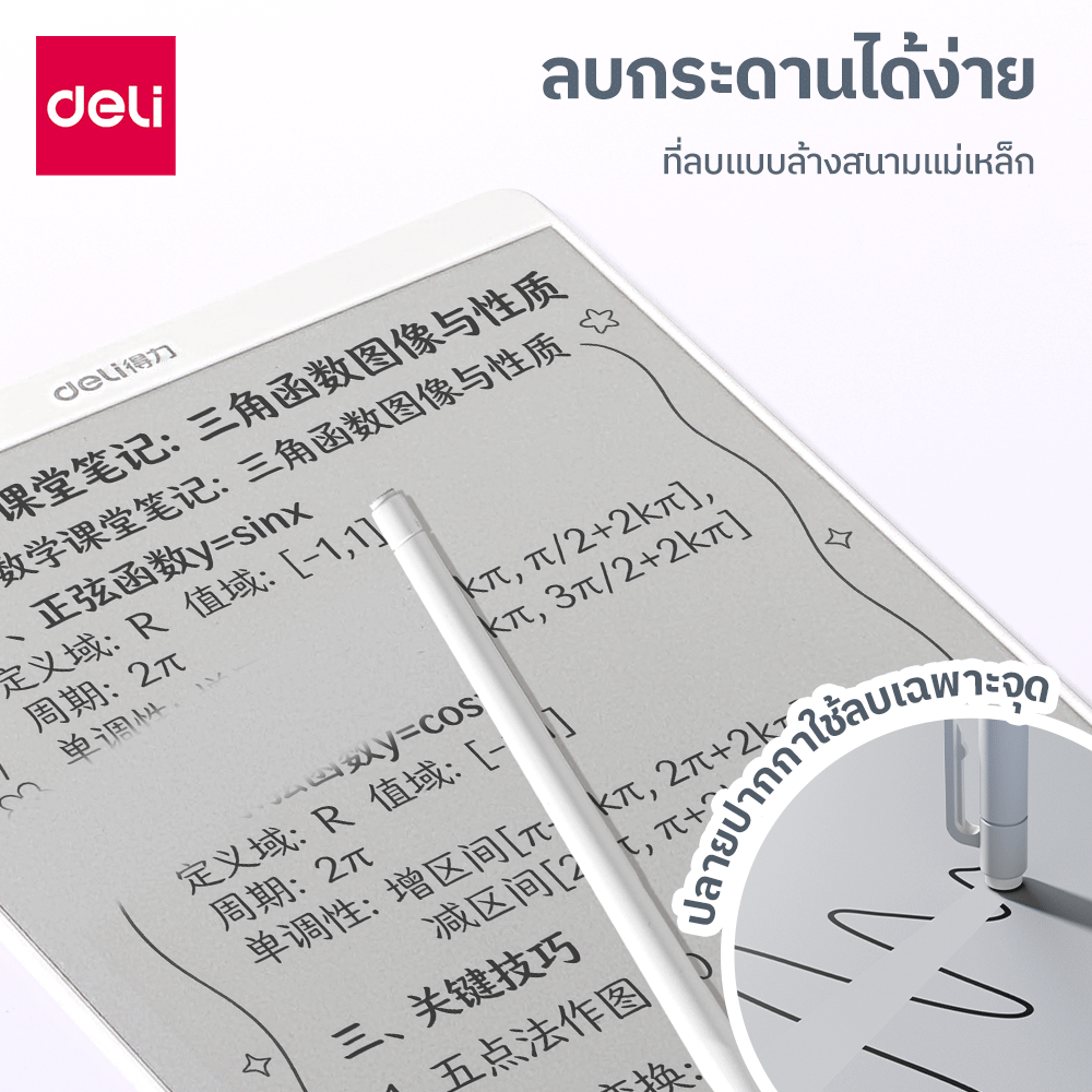 กระดานไวท์บอร์ดพกพาแบบแม่เหล็ก DELI รุ่น MQ168-WH-01 พร้อมปากกา ขนาด 12.8 X 19 ซม. สีขาว_1