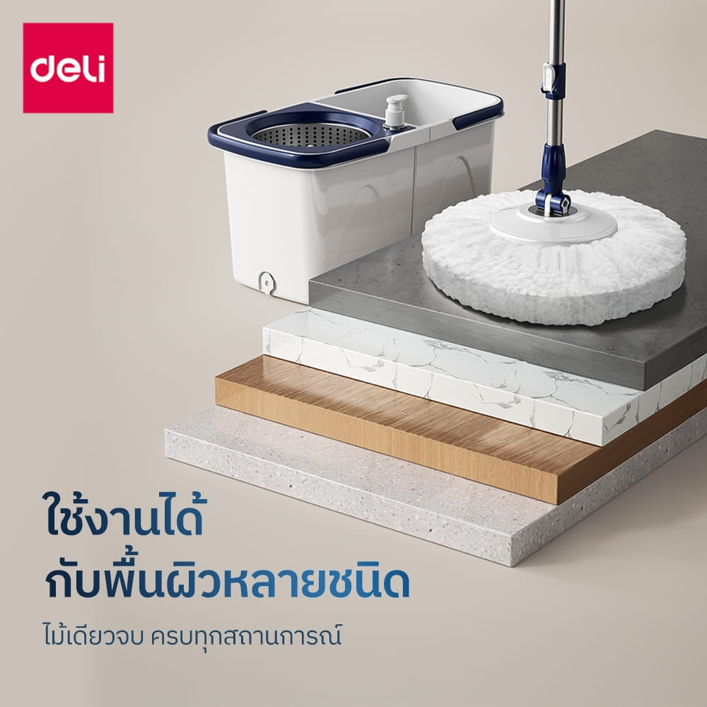 ผ้าม็อบถูพื้น DELI VS1478-WH-03 รูปทรงวงกลม สีขาว จำนวน 3 ชิ้น_2
