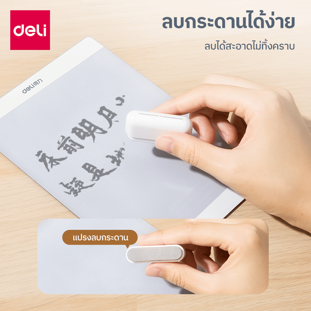 ชุดกระดานไวท์บอร์ดพกพาแบบแม่เหล็ก DELI รุ่น MQ160-WH-01 พร้อมปากกาและแปรงลบ ขนาด 12.3 X 17.5 ซม. 2 แผ่น สีขาว_5
