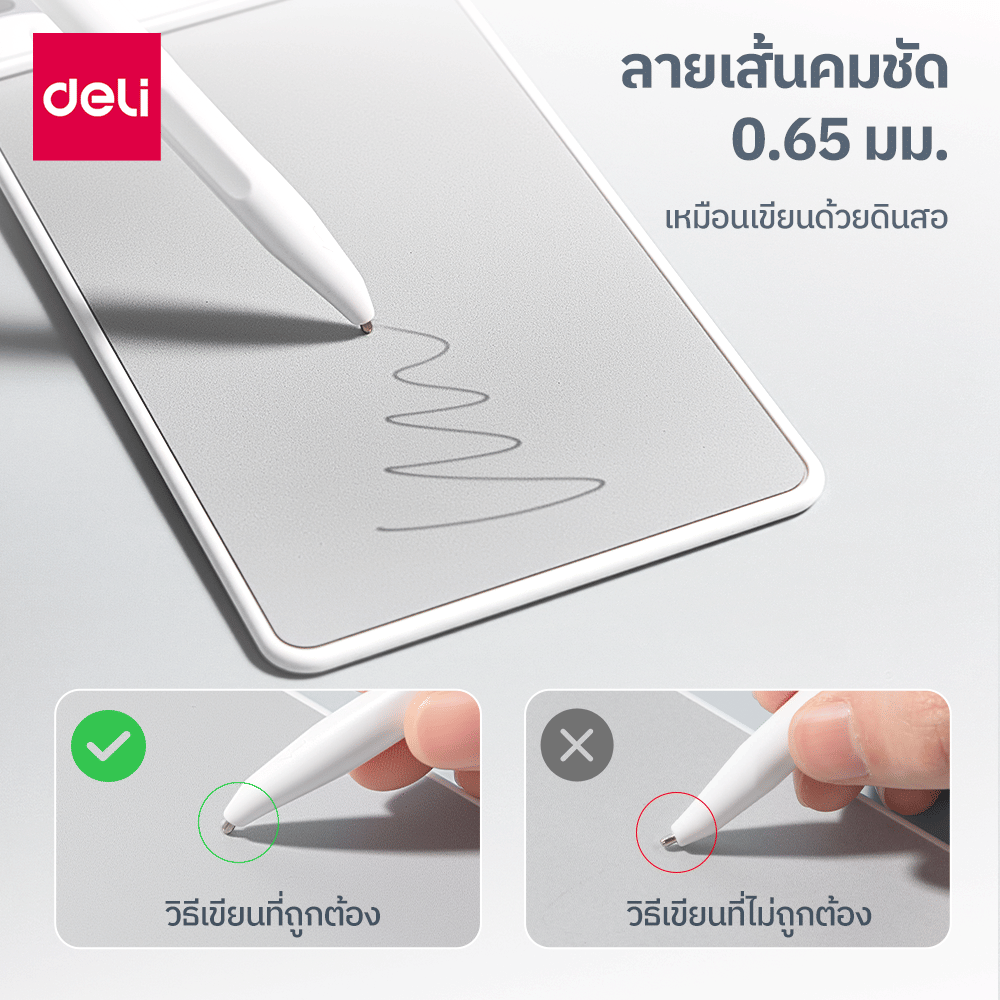 กระดานไวท์บอร์ดพกพาแบบแม่เหล็ก DELI รุ่น MQ164-WH-01 พร้อมปากกา ขนาด 7.5 X 14 ซม สีขาว_6