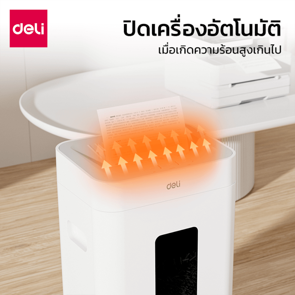 เครื่องทำลายเอกสารอัตโนมัติ เครื่องย่อยกระดาษ A4 DELI ET058-WH-01 30นาที-8แผ่น_2