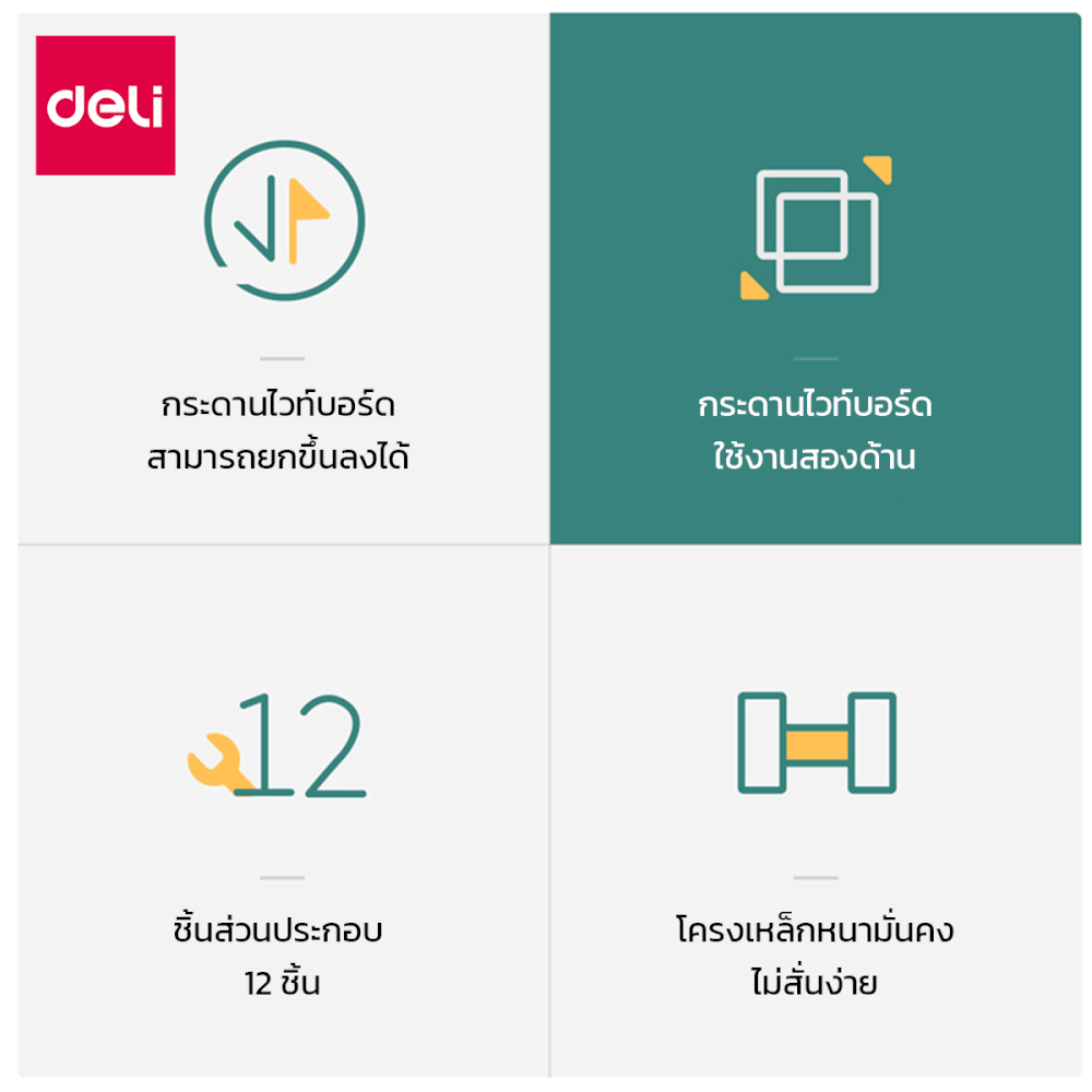 กระดานไวท์บอร์ด DELI 33622-GR-01 ขนาด 90 X 120 CM_2