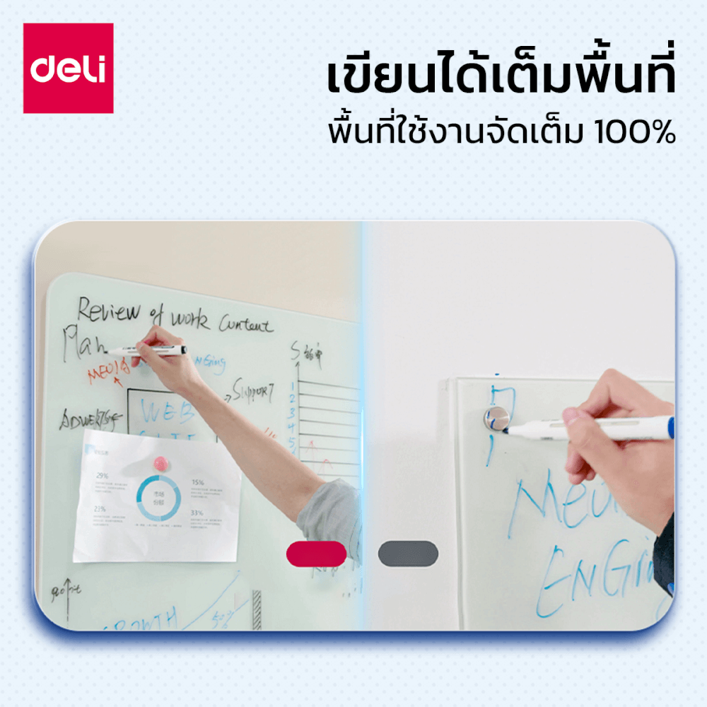 กระดานกระจก ไวท์บอร์ดกระจก DELI MZ101-WH-01 ขนาด 90 X 120 CM _3