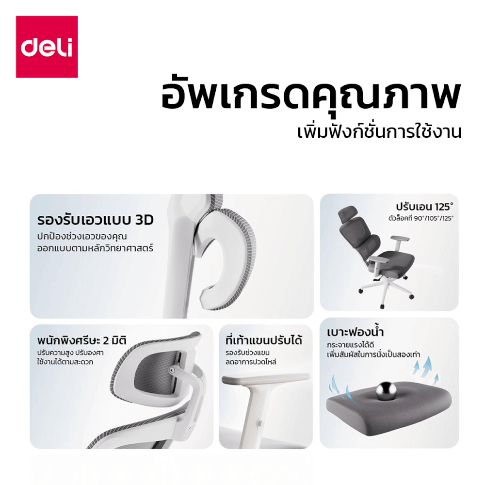 เก้าอี้สำนักงาน DELI KF243-WH-01 สีขาว_4