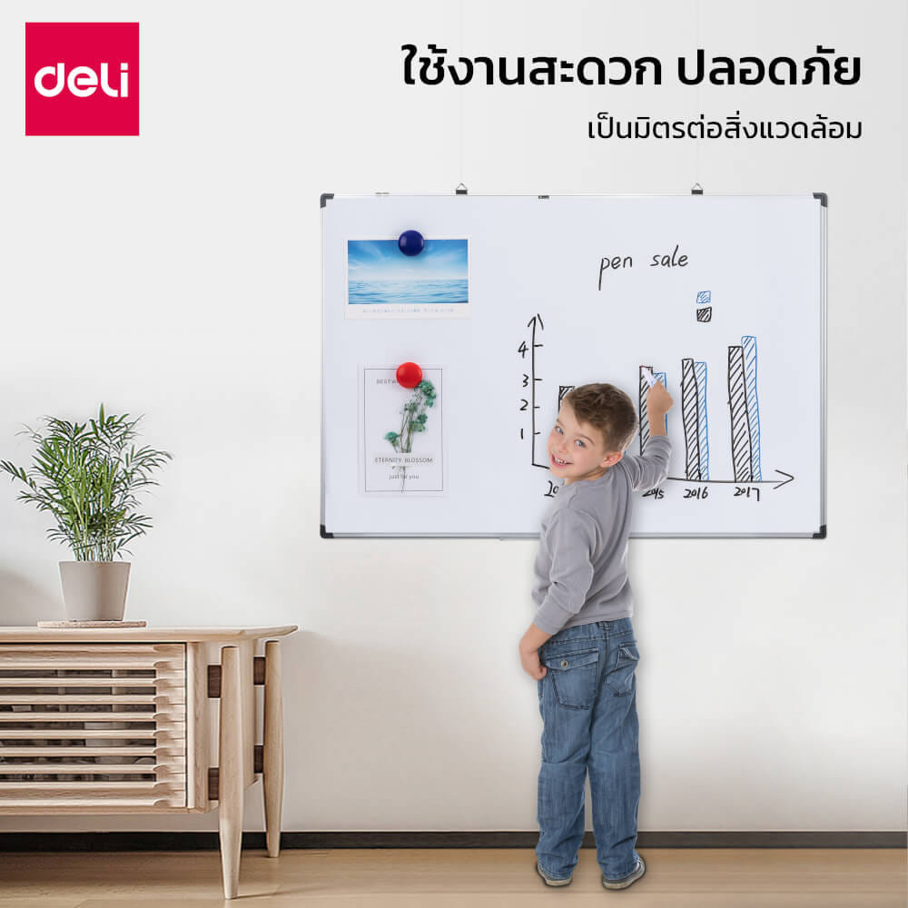 กระดานไวท์บอร์ด DELI E39033A-SL-01 ขนาด 60 X 90 CM_8