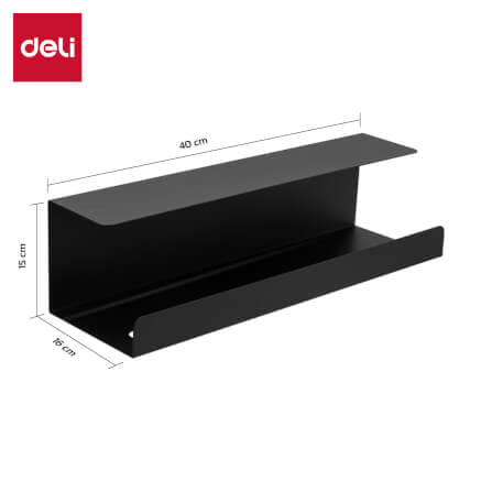 ชั้นเก็บรางปลั๊ก DELI VS6202-BK-01 สีดำ 40X15X16 CM_7