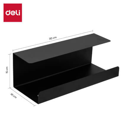 ชั้นเก็บรางปลั๊ก DELI VS6201-BK-01 สีดำ 30X15X16 CM_7