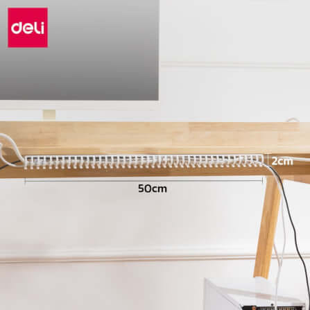 รางเก็บสายไฟ ที่เก็บสายปลั๊กไฟ DELI VS6208-WH-01 ขนาด 2X50X2 CM. สีขาว_7
