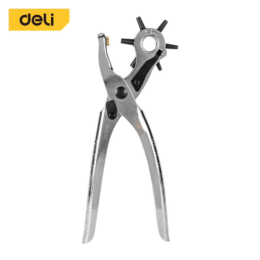คีมเจาะรูหนัง DELI EDL1919C-SL-01 เจาะได้ 6ขนาด สีเงิน_0