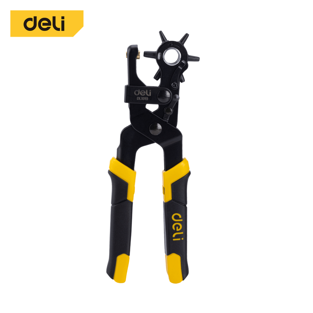 คีมเจาะรูหนัง DELI EDL1919-YL-01 เจาะได้ 6ขนาด สีเหลือง-ดำ