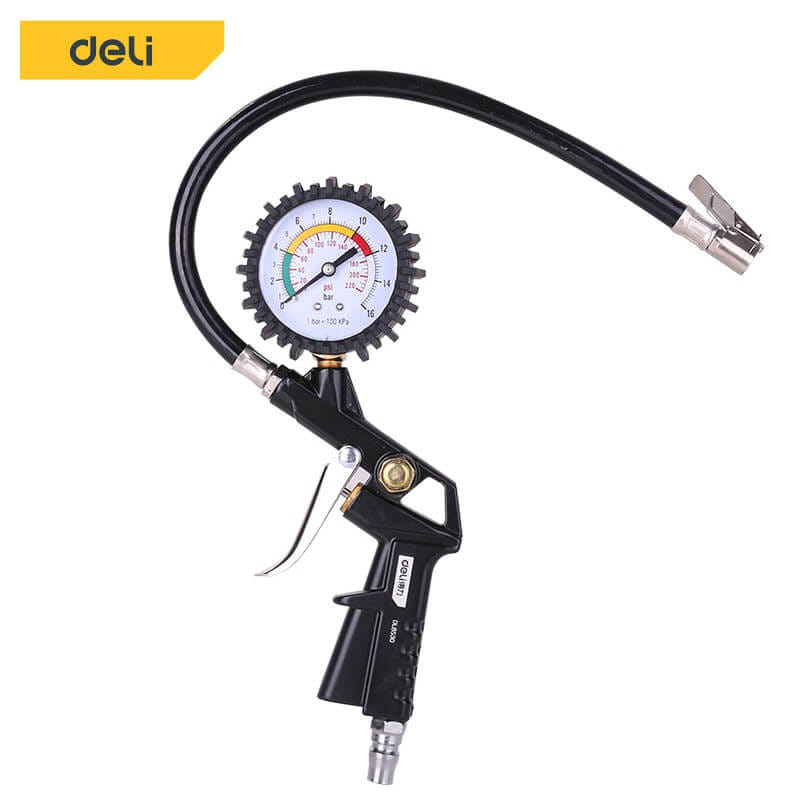 หัวเติมลม DELI DL8530-BK-01 พร้อมเกจ์วัดลม สีดำ_0
