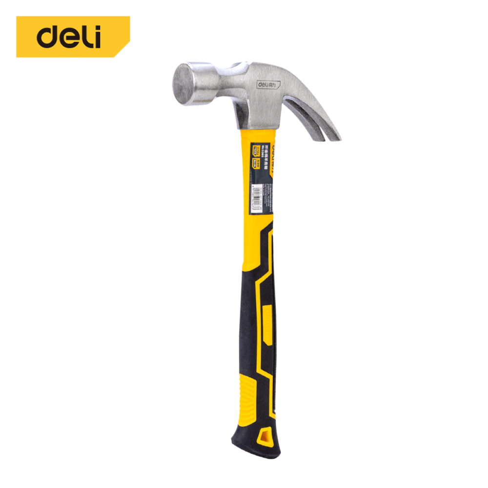 ค้อนหงอนมินิ ด้ามไฟเบอร์ DELI DL5003-YL-01 ขนาด 0.75กก สีดำ_0