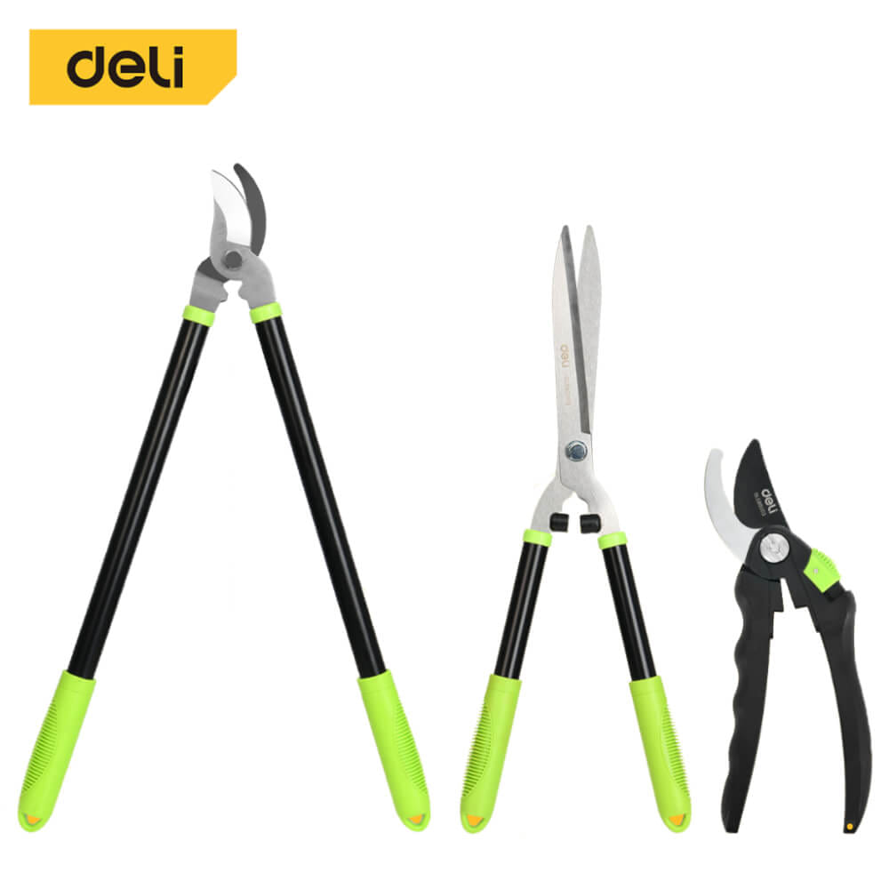 กรรไกรตัดกิ่ง DELI EDL580003-YL-01 เซ็ท 3ชิ้น สีเขียว_0