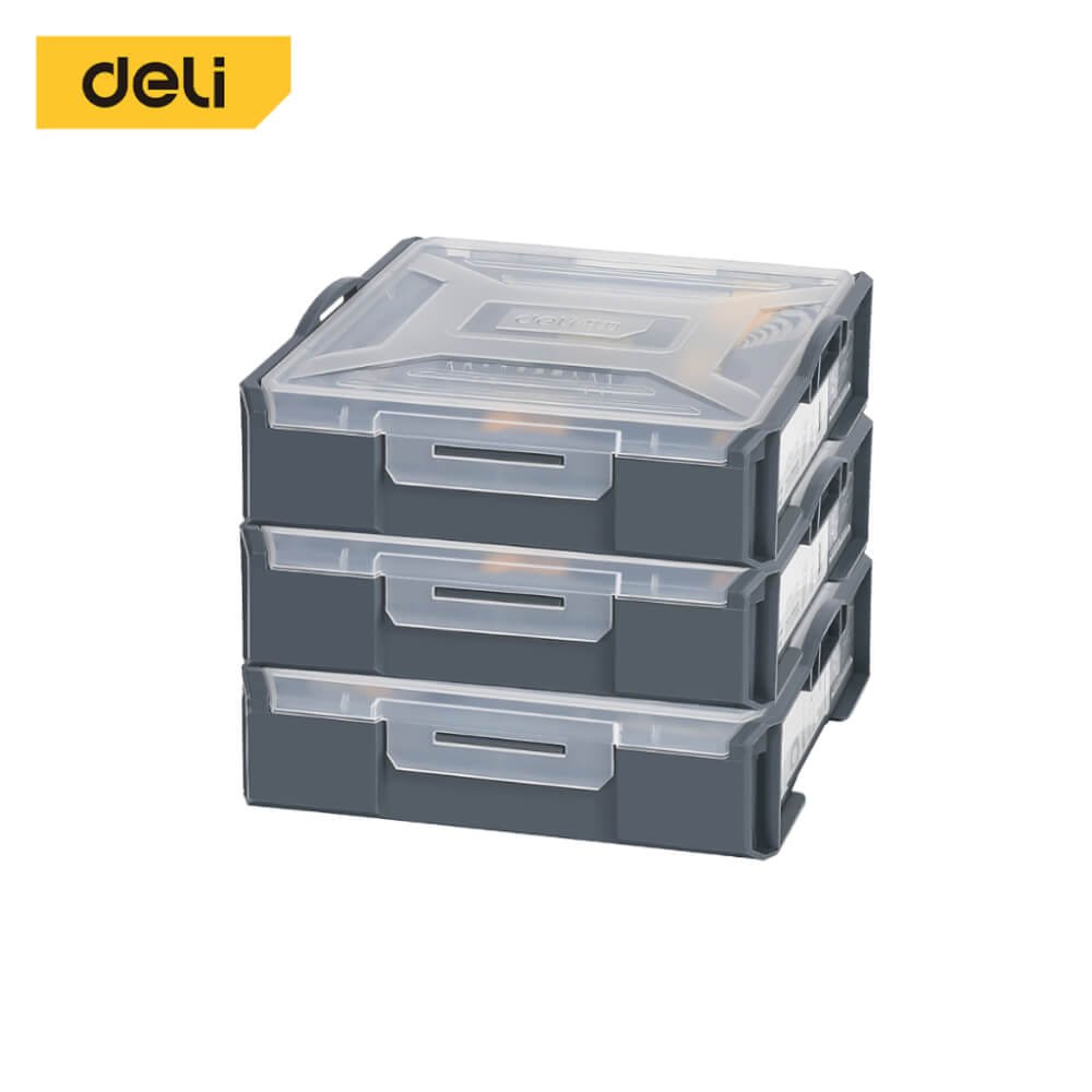 กล่องแบ่งช่อง DELI DL1001-1-GR-03 18X23X6ซม. 3ชิ้น สีเทา