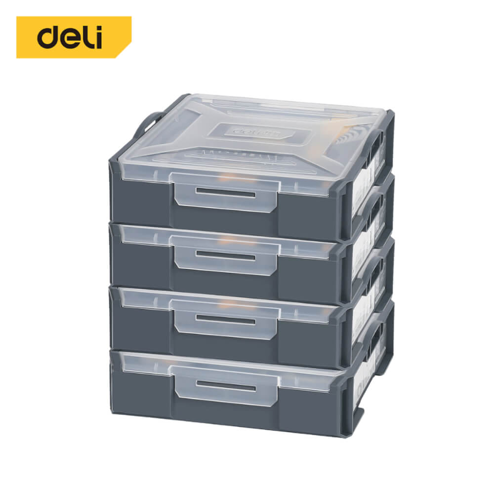 กล่องแบ่งช่อง DELI DL1001-1-GR-04 18X23X6ซม. 4ชิ้น สีเทา