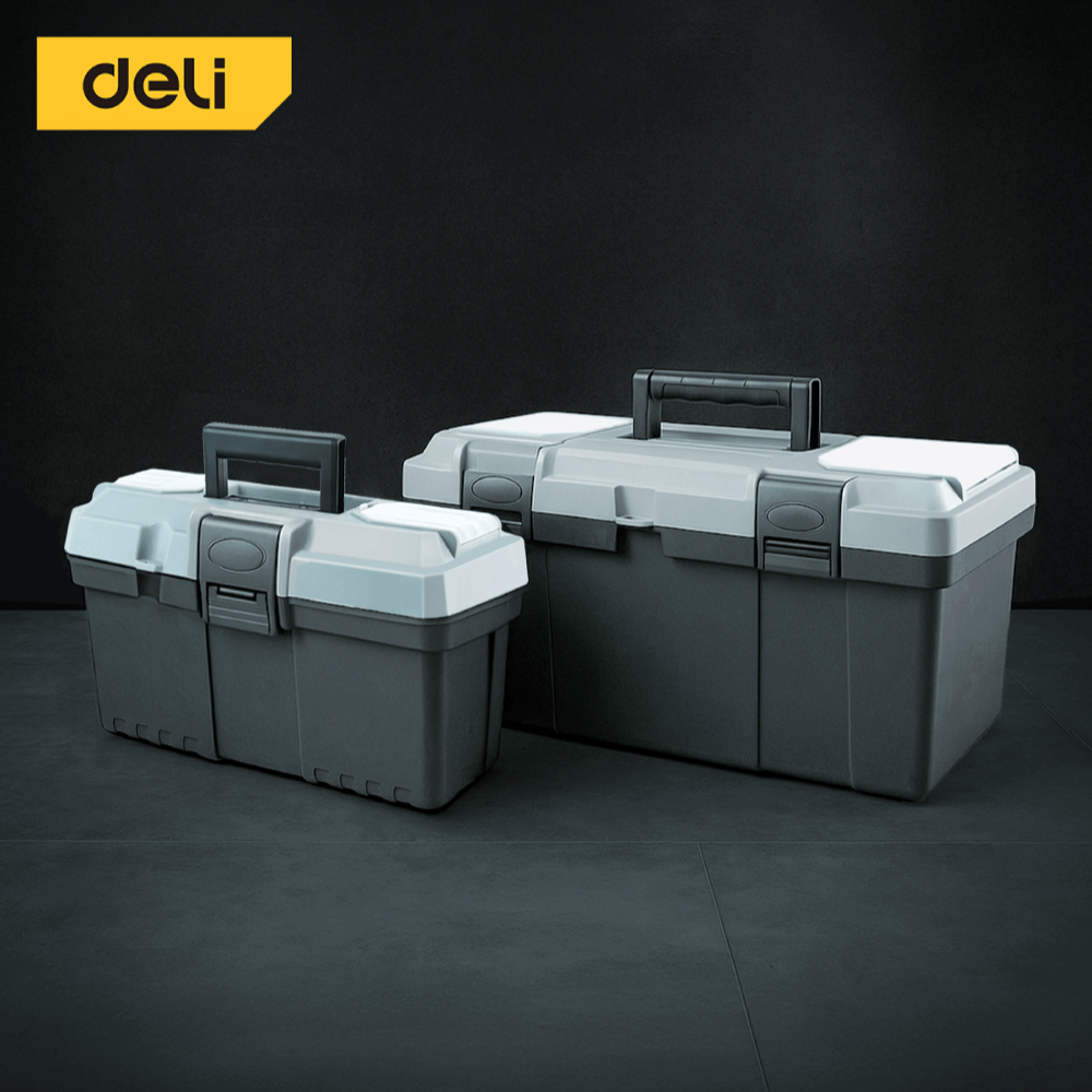 กล่องเครื่องมือช่าง DELI EDL432314-GR-01 ขนาด 16X36X18ซม สีเทา_1