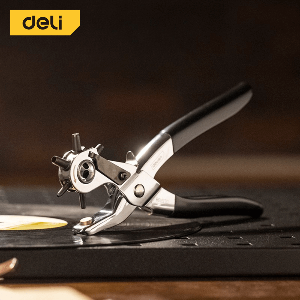 คีมเจาะรูหนัง DELI DL1919B-BK-01 เจาะได้ 6ขนาด สีดำ_1