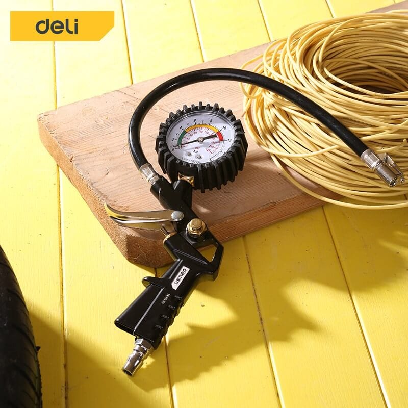 หัวเติมลม DELI DL8530-BK-01 พร้อมเกจ์วัดลม สีดำ_1