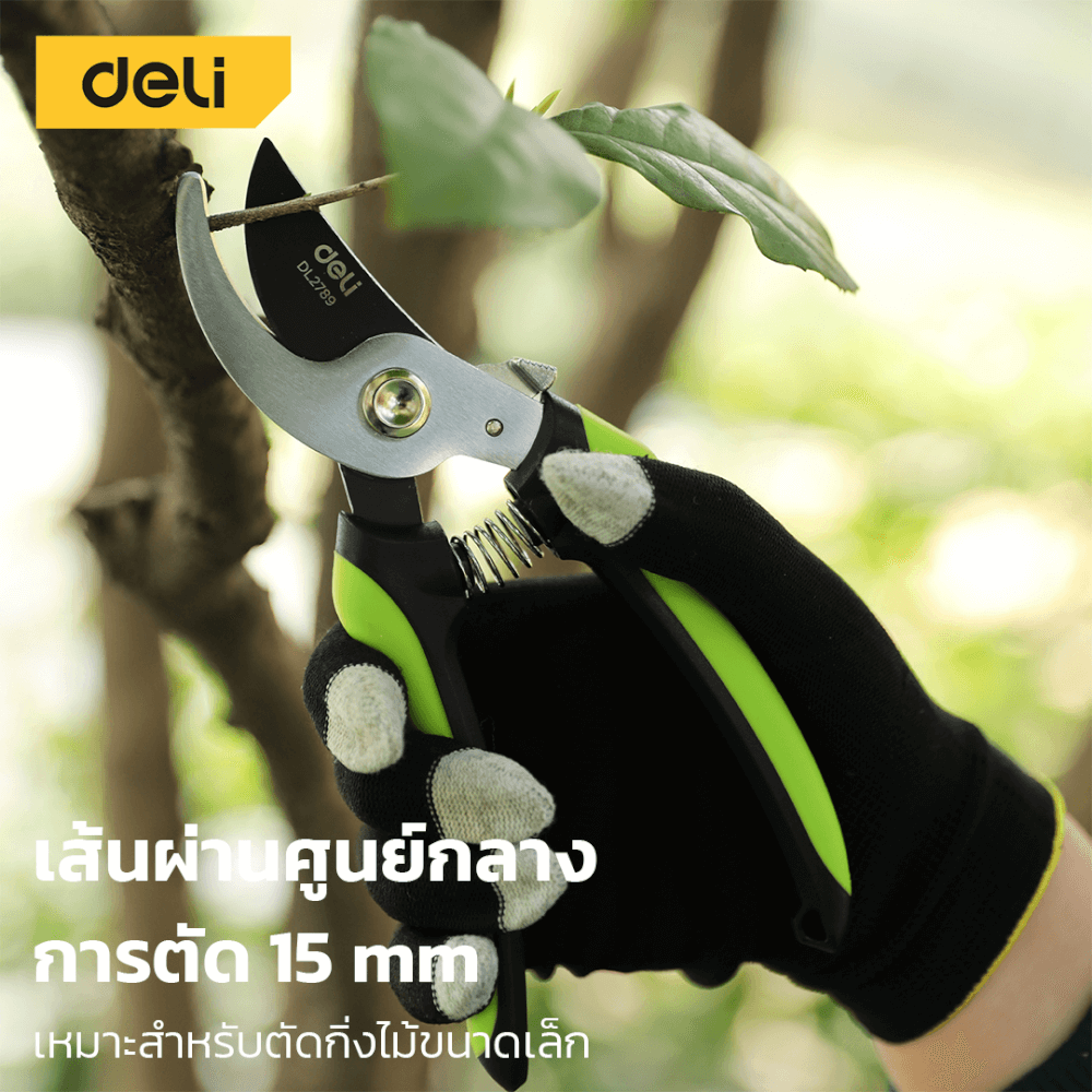 กรรไกรตัดกิ่ง DELI EDL2789-GN-01 8นิ้ว สีเขียว_1