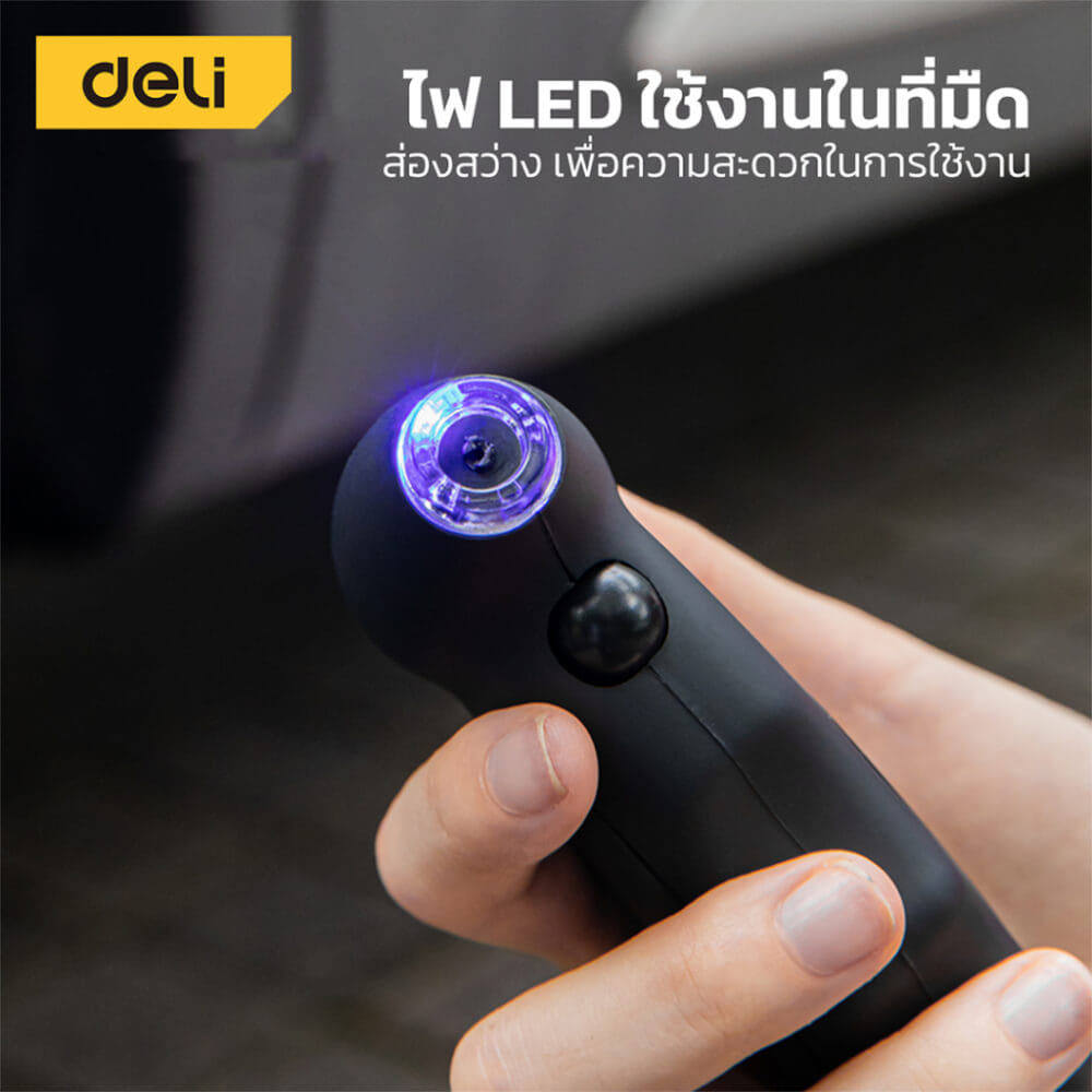 เกจ์วัดแรงดันยางรถ DELI DL886100-BK-01 สีดำ_1
