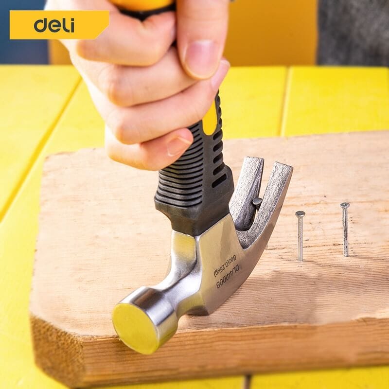 ค้อนหงอนมินิ ด้ามไฟเบอร์ DELI EDL441008-YL-01 ขนาด 8ออนซ์ สีดำ_1
