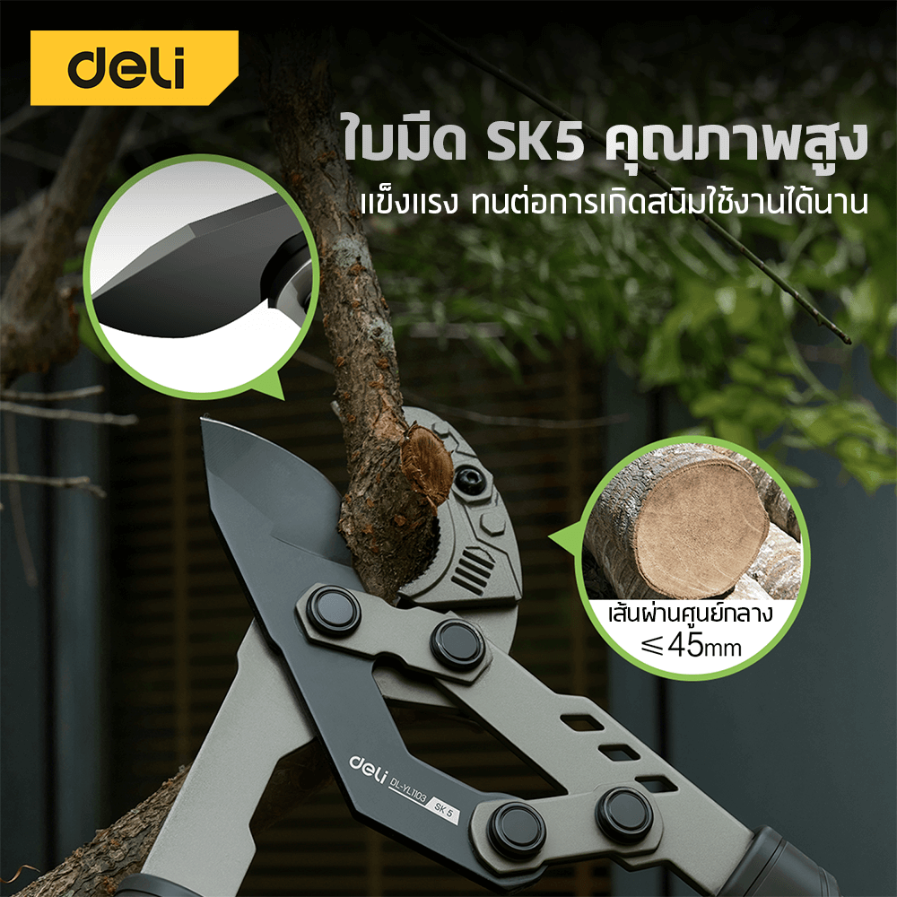กรรไกรตัดกิ่งไม้ด้ามยาว DELI EDL-YL1102-GN-01 76 ซม._1