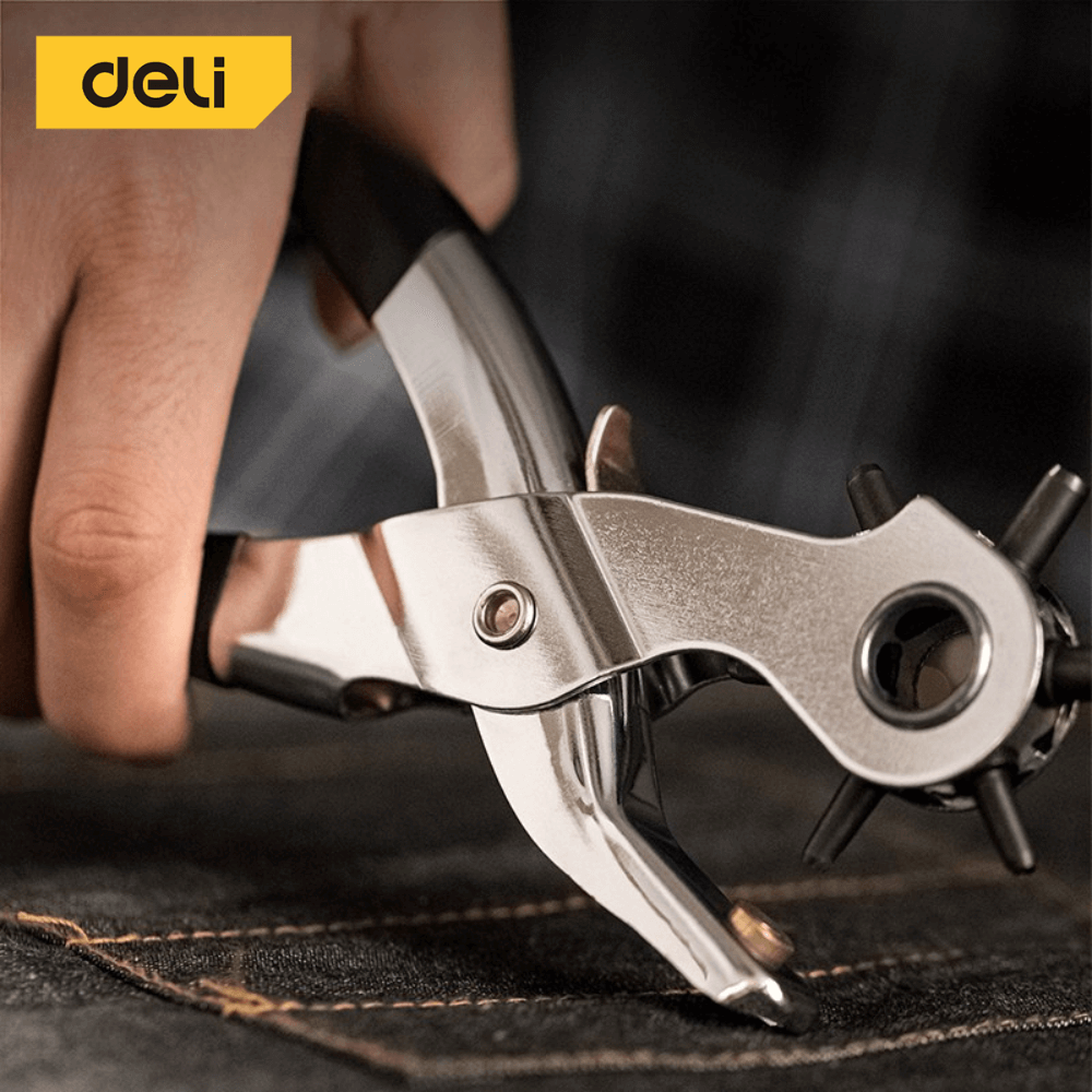คีมเจาะรูหนัง DELI DL1919B-BK-01 เจาะได้ 6ขนาด สีดำ_2