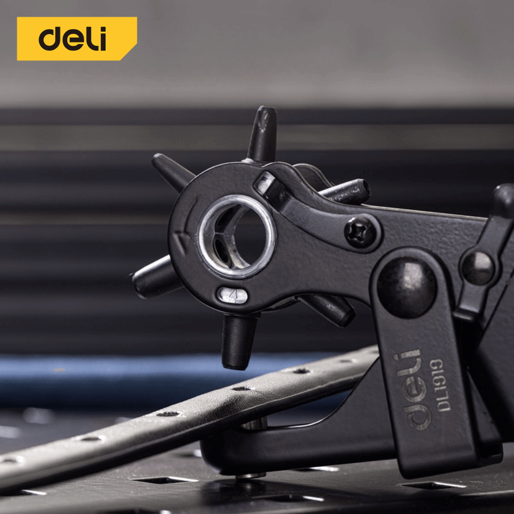 คีมเจาะรูหนัง DELI EDL1919-YL-01 เจาะได้ 6ขนาด สีเหลือง-ดำ_2