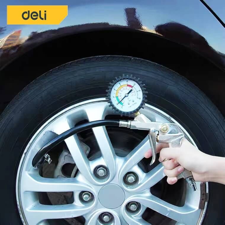 หัวเติมลม DELI DL8530-BK-01 พร้อมเกจ์วัดลม สีดำ_2
