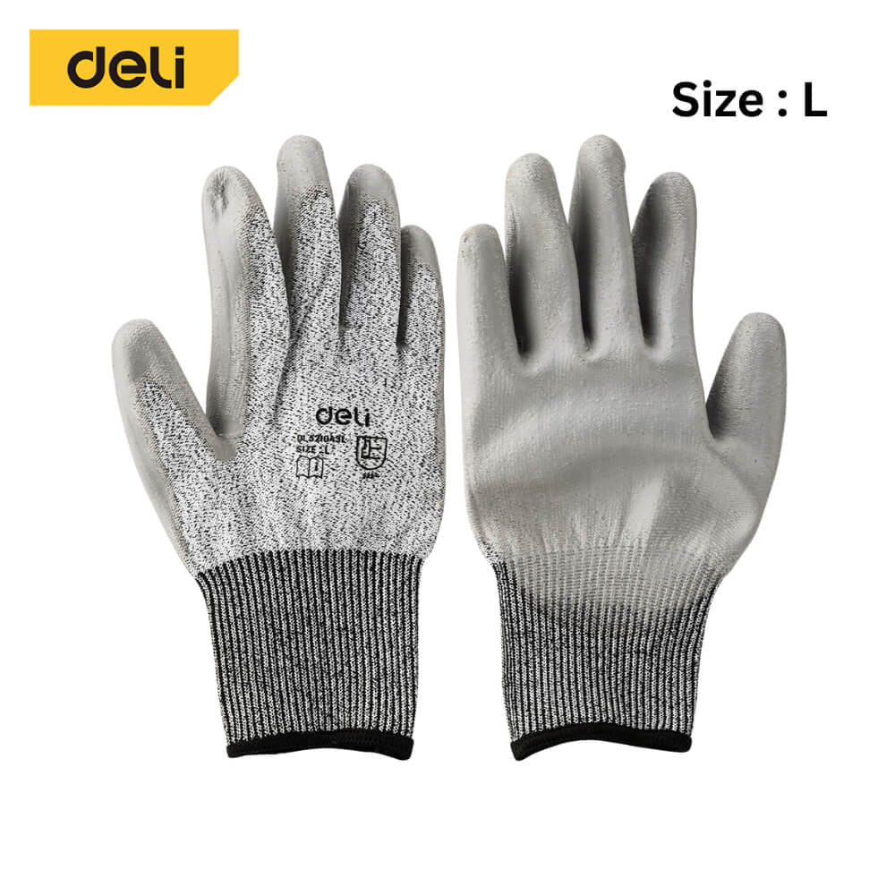 ถุงมือ DELI EDL521043L-GR-01 ไซส์L สีเทา 1คู่