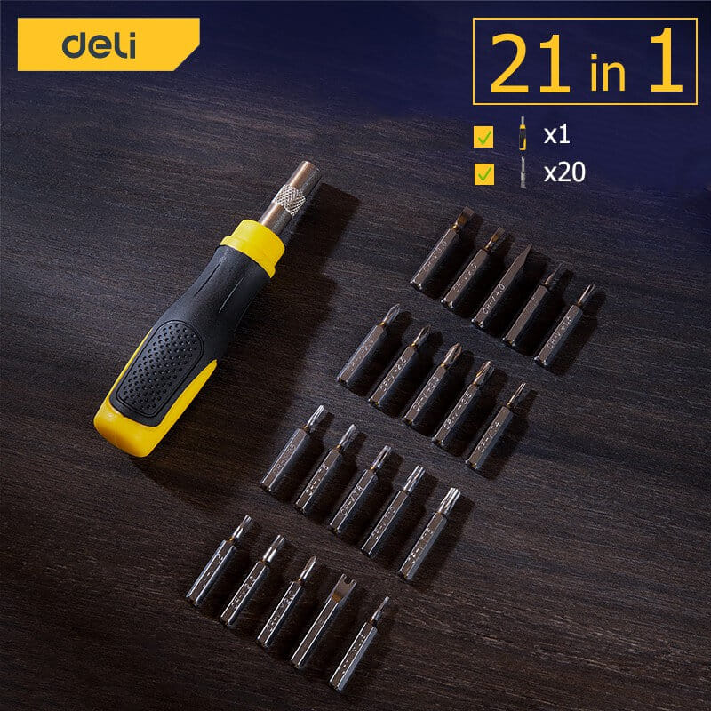 ชุดไขควงเปลี่ยนหัว DELI DL1021D-YL-01 21ชิ้น_3