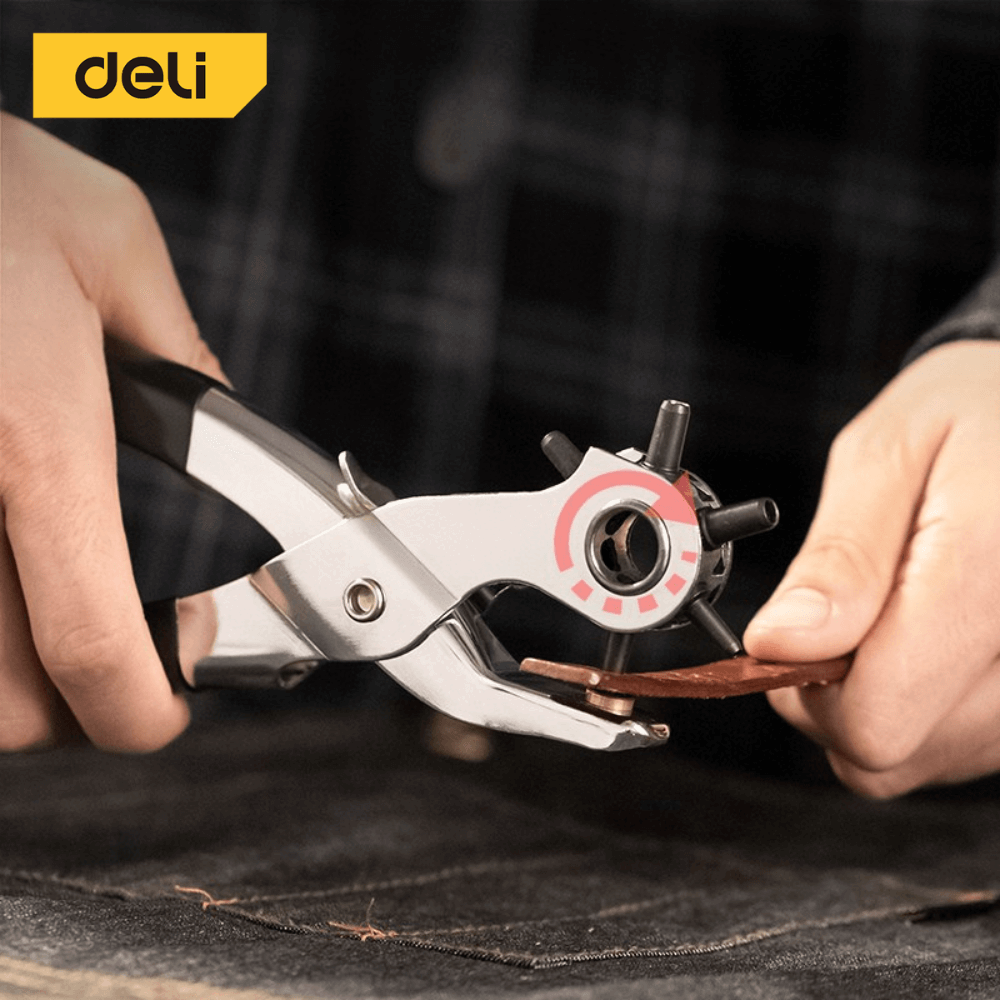 คีมเจาะรูหนัง DELI EDL1919C-SL-01 เจาะได้ 6ขนาด สีเงิน_3