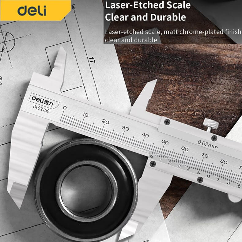เวอร์เนียร์ DELI EDL92150-YL-01 สแตนเลส 6นิ้ว สีเงิน_3