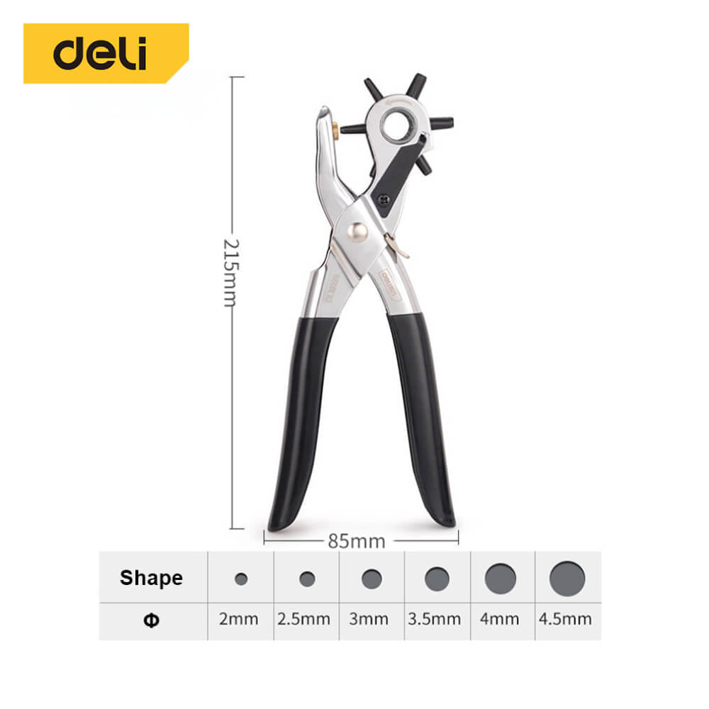 คีมเจาะรูหนัง DELI DL1919B-BK-01 เจาะได้ 6ขนาด สีดำ_4