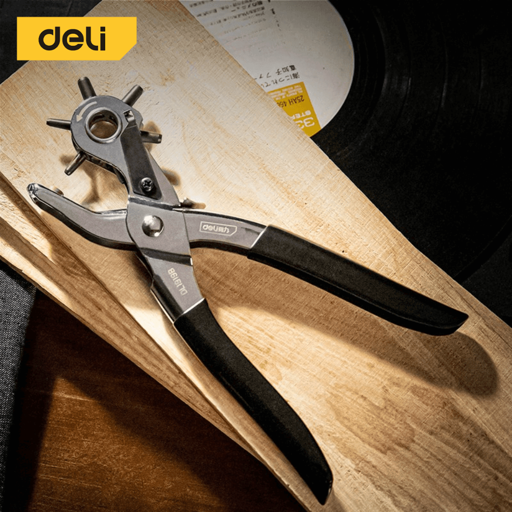 คีมเจาะรูหนัง DELI EDL1919C-SL-01 เจาะได้ 6ขนาด สีเงิน_4