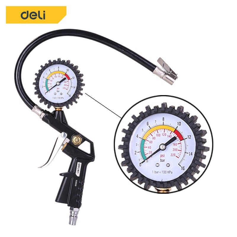 หัวเติมลม DELI DL8530-BK-01 พร้อมเกจ์วัดลม สีดำ_4