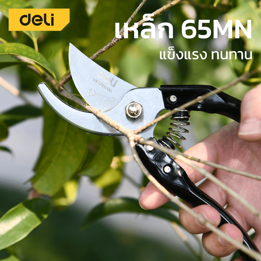 กรรไกรตัดกิ่ง DELI EDL580200-BK-01 8นิ้ว สีดำ_4