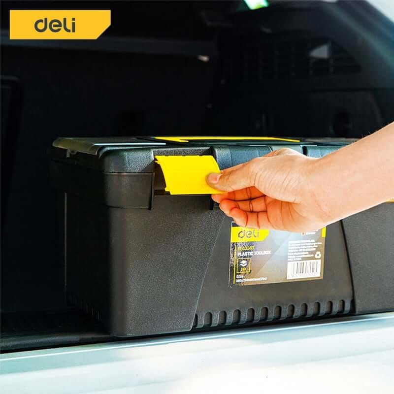 กล่องเครื่องมือช่าง DELI EDL432417-YL-01 ขนาด 16X38X17ซม. สีดำ_5