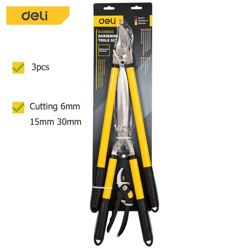 กรรไกรตัดกิ่ง DELI EDL580003-YL-01 เซ็ท 3ชิ้น สีเขียว_5