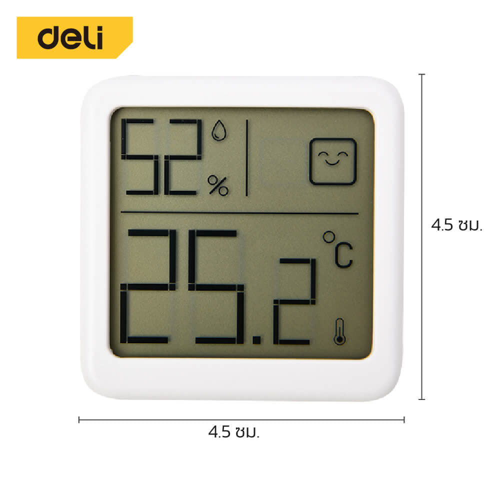 เครื่องวัดอุณหภูมิในห้อง DELI EDL336012K-WH-01 ช่วงการ-10 ถึง 50&deg;C สีขาว