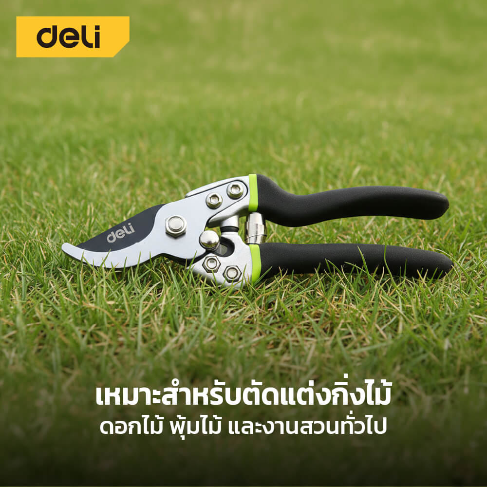 กรรไกรตัดกิ่ง DELI EDL580210-GN-01 8นิ้ว สีเขียว